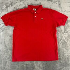 Lacoste Polo Shirt Mens 8 (Fits XL) Red Short Sleeve Crocodile Logo